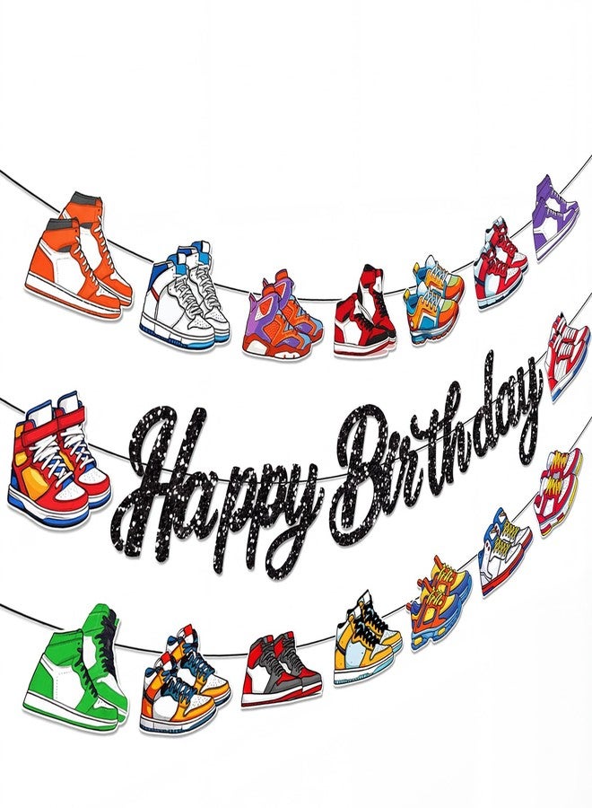 Veagins 3PCS Sneaker Ball Decorations, Sneaker Party Decorations, Sneaker Ball Backdrop, It is Your Birthday Banner for Basketball Themed Party, Birthday Supplies - Image 1